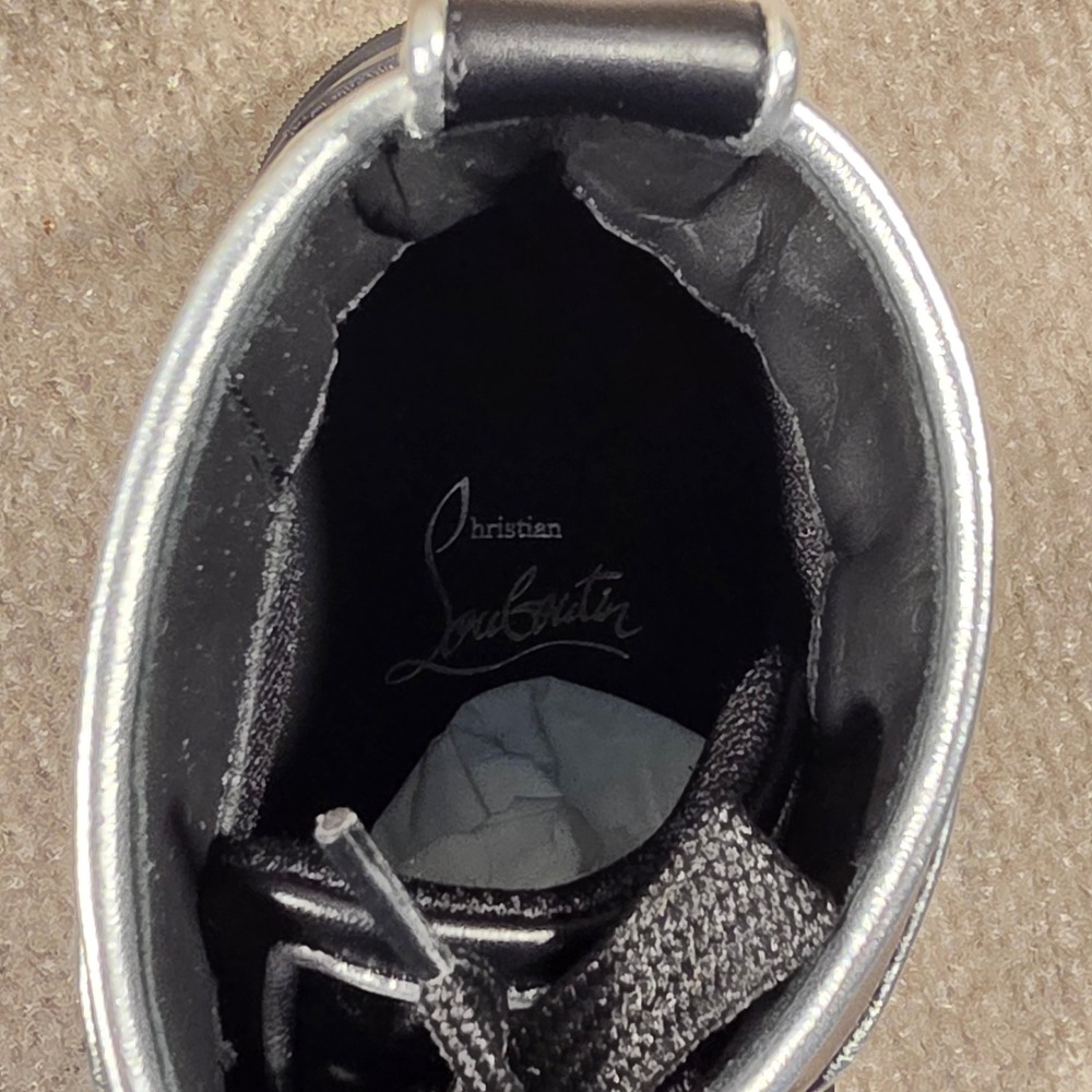 NEW Christian Louboutin Louis Orlato Flat Black Silver Gravity Sneakers 39 - Picture 9 of 11
